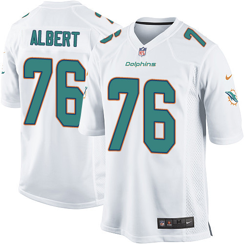 Youth Game Branden Albert Nike Jersey White Road - #76 NFL Miami Dolphins